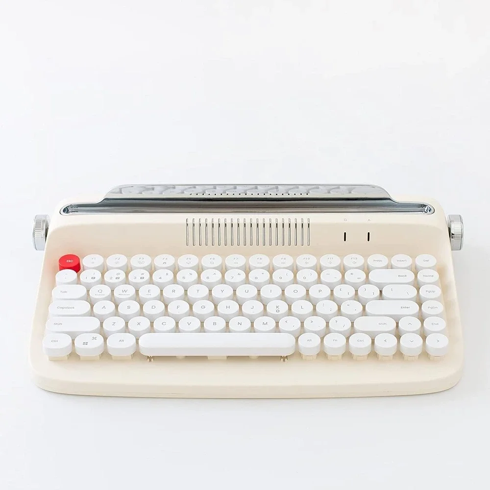 Wireless‎ Retro Typewriter Keyboard, Ivory Butter, USB Rechargeable, Round Keys